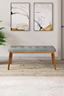 Grey Bench Natural Wooden Leg