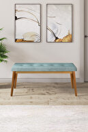 Water Green Bench Natural Wooden Leg