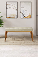 Cream Bench Natural Wooden foot
