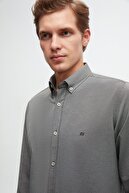 پیراهن نخی با یقه آکسفورد اسلیم فیت Ds Damat با یقه آکسفورد آسان گلدوزی-thumb