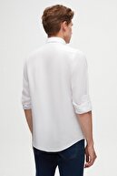 پیراهن نخی آهنی آسان یقه دکمه دار آکسفورد Ds Damat Slim Fit با جزئیات گلدوزی-thumb