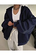 سویشرت زیپ دار سرمه ای-thumb