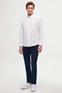 پیراهن نخی آهنی آسان یقه دکمه دار آکسفورد Ds Damat Slim Fit با جزئیات گلدوزی-thumb