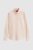 Ds Damat Slim Fit نخودی یقه دکمه ای آکسفورد پیراهن پنبه دوزی با جزئیات-thumb