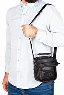 کیف مردانه استیل چرم اصل مشکی بند شانه و کیف دستی سایز کوچک روزانه-thumb