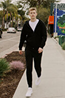 شلوار ورزشی مردانه مشکی استاندارد با برش معمولی با دو جیب نخی راحت و راحت-thumb