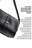 کیف دستی، بازو و شانه چرم مصنوعی Shk127 مشکی با جیب زیپی داخلی و بسته شدن محکم-thumb