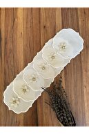 Gold Brooch -Ecru Embroidered
