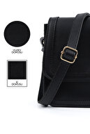 کیف دستی، بازو و شانه چرم مصنوعی Shk127 مشکی با جیب زیپی داخلی و بسته شدن محکم-thumb