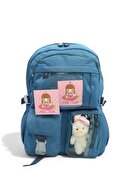 کیف مدرسه بند ارتوپدی قابل تنظیم یونیسکس آبی ناوی سایز مگا با 9 محفظه و محفظه لپ تاپ-thumb