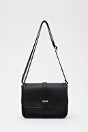 کیف دستی، بازو و شانه چرم مصنوعی Shk127 مشکی با جیب زیپی داخلی و بسته شدن محکم-thumb