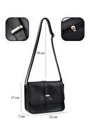 کیف دستی، بازو و شانه چرم مصنوعی Shk127 مشکی با جیب زیپی داخلی و بسته شدن محکم-thumb