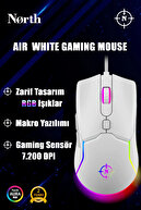 ماوس گیمینگ سفید Air White RGB 7.200 DPI حرفه ای ماکرو فریم در ثانیه بازی-thumb