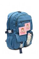 کیف مدرسه بند ارتوپدی قابل تنظیم یونیسکس آبی ناوی سایز مگا با 9 محفظه و محفظه لپ تاپ-thumb