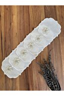 Silver Brooch-Ecru Embroidered
