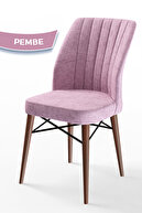 Pink Chair Walnut Feet