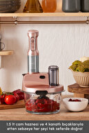 پردازنده آشپزخانه شیشه ای Prosteel Mastermaid پاهای مخلوط کننده بلند 6 چاقو 2500 W ROSEGOLD-thumb