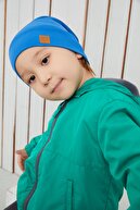 Babygiz Erkek Bebek Çocuk Mavi Ip Detaylı Şapka Bere Boyunluk Takım Rahat %100 Pamuklu Kaşkorse