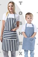 Adult Navy Blue Striped, Kids Navy Blue Checkered