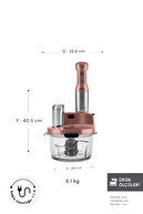 پردازنده آشپزخانه شیشه ای Prosteel Mastermaid پاهای مخلوط کننده بلند 6 چاقو 2500 W ROSEGOLD-thumb