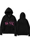 Touz Stray Kids Baskılı Oversize Fermuarlı Siyah Unisex Kapüşonlu
