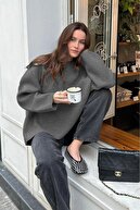 anthracite یقh گrd orsaیز ژاکت لباس بافتنی زنانه-thumb