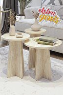 میز قهوه خوری قارچ اسکاندیناویایی بزرگ 3 تکه ست میز قهوه تودرتو میز قهوه خوری میز قهوه تراورتن طرح مرمر-thumb