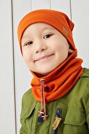Babygiz Erkek Bebek Çocuk Kiremit İp Detaylı Şapka Bere Boyunluk Takım Rahat %100 Pamuklu Kaşkorse