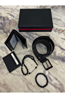 ست ترکیبی ساعت مچی مردانه جعبه چرمی لوکس تسبیح تسبیح جا کارتی کیف پول-thumb