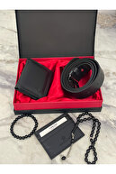 ست ترکیبی ساعت مچی مردانه جعبه چرمی لوکس تسبیح تسبیح جا کارتی کیف پول-thumb