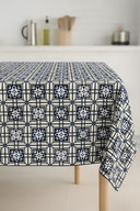 Navy blue gray square patterned
