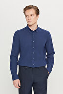 پیراهن کتانی مردانه 100% پنبه ای 100% پنبه ای با یقه دکمه ای باریک و باریک-thumb