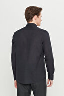 پیراهن کتانی مشکی مردانه 100% پنبه‌ای با یقه دکمه‌دار و پارچه‌ای قابل تنفس-thumb