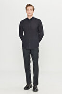 پیراهن کتانی مشکی مردانه 100% پنبه‌ای با یقه دکمه‌دار و پارچه‌ای قابل تنفس-thumb