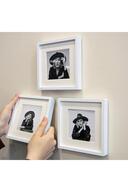 قاب عکس پلا مربعی سفید 14x14 سانتی متری با تشک قابل جدا شدن چسبی - بسته 3 عددی-thumb