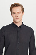 پیراهن کتانی مشکی مردانه 100% پنبه‌ای با یقه دکمه‌دار و پارچه‌ای قابل تنفس-thumb