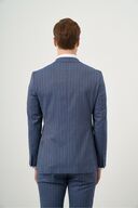 کت و شلوار یقه نوک تیز مردانه آبی سرمه ای Polyviscon Trend دو سینه باریک-thumb