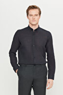 پیراهن کتانی مشکی مردانه 100% پنبه‌ای با یقه دکمه‌دار و پارچه‌ای قابل تنفس-thumb