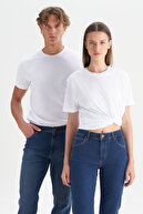 تی شرت ساده مردانه/یونسکس سفید 100% پنبه باریک با برش باریک یقه گرد-thumb