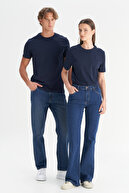 تی شرت ساده مردانه/یونسکس آبی سرمه ای 100% نخی باریک و باریک-thumb