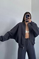 ست لباس ورزشی زمستانی 3 نخی زنانه Gts018 - آنتراسیت-thumb