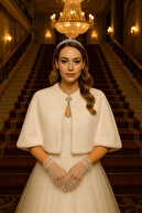 شال عروس بولرو عروس روسری خز سینه‌بند شال عروس بولرو شال عروس لباس شب خز شال سفید-thumb