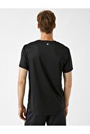 Koton Erkek Siyah Slogan Baskılı Spor T-Shirt