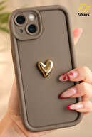 قاب محافظ سه بعدی قلب اپل آیفون 13 با طرح قهوه ای با پوشش محافظ دوربین نرم-thumb