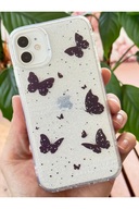 قاب سازگار اپل آیفون 11 با طرح پروانه ای نقره ای رنگی و براق ضربه گیر-thumb