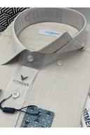 پیراهن مردانه دکمه دار یقه بلند آستین بلند کلاسیک با جعبه کادویی FS-003686 - نخودی-thumb