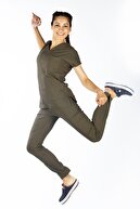 ست اسکراب یونیفرم Oil Green U-flex Lycra Surgical Nurse Doctor-thumb