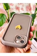 قاب محافظ سه بعدی قلب اپل آیفون 13 با طرح قهوه ای با پوشش محافظ دوربین نرم-thumb