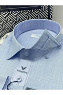 تختخواب بطری یقه آستین بلند کلاسیک با پیراهن مردانه جعبه هدیه FS -003686 - آبی روشن-thumb