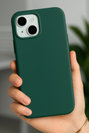 قاب آیفون 13 - 14 - 15 داخل مخملی لانچ پاک‌شدنی و رنگارنگ جلد سبز سیلیکونی نرم-thumb